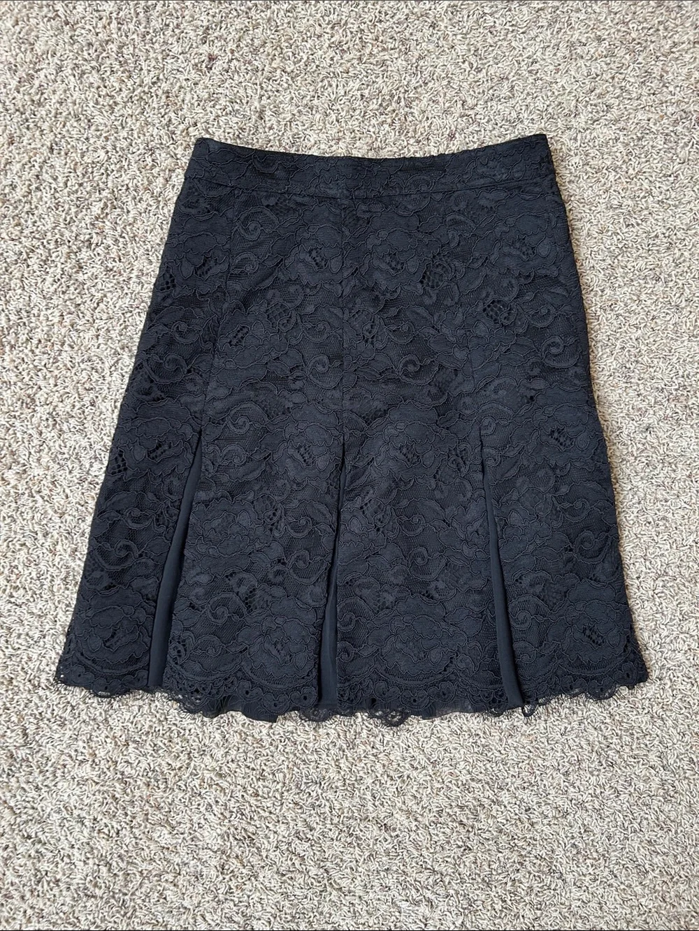 Tory Burch Black Floral Lace Midi Skirt